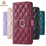 Etui na telefon z portfelem na karty, z uchwytem, skórzane, do iPhone