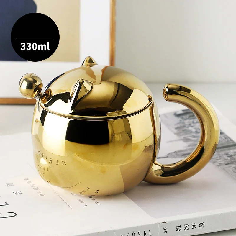 Kubek do kawy i herbaty ceramiczny, z pokrywką, 330ml
