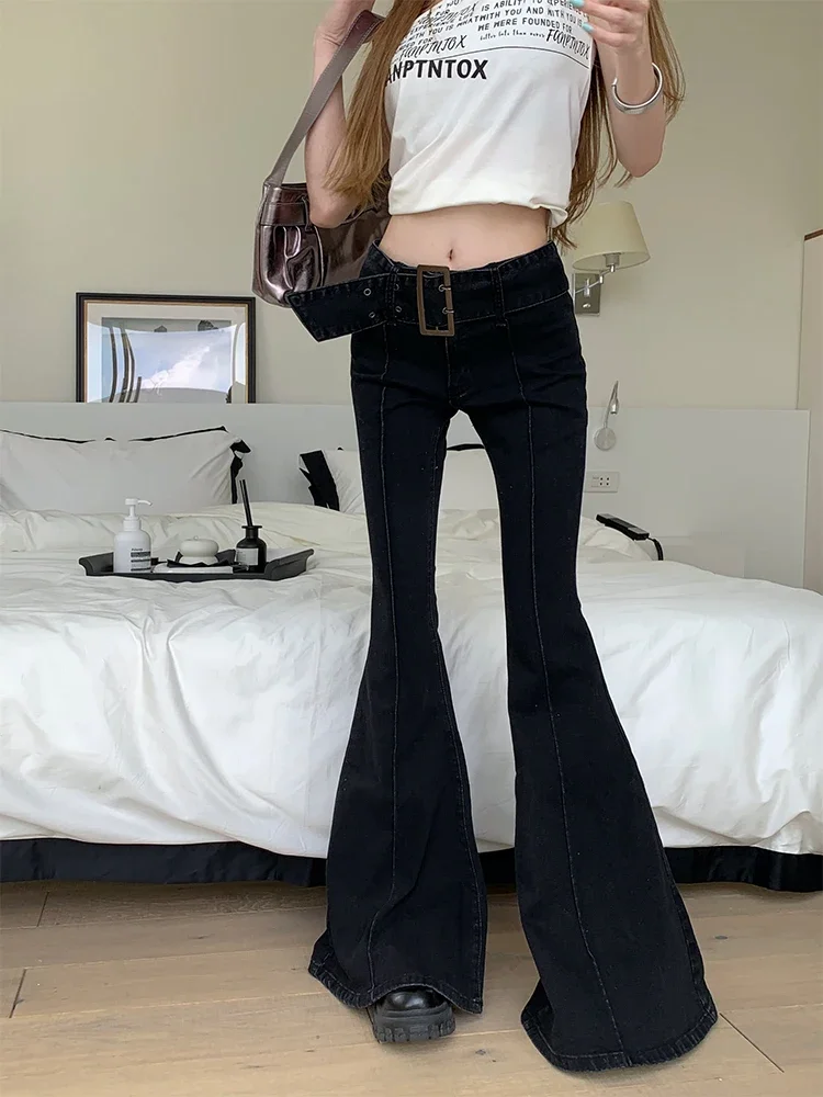 Jeansy damskie flare, w stylu Y2K