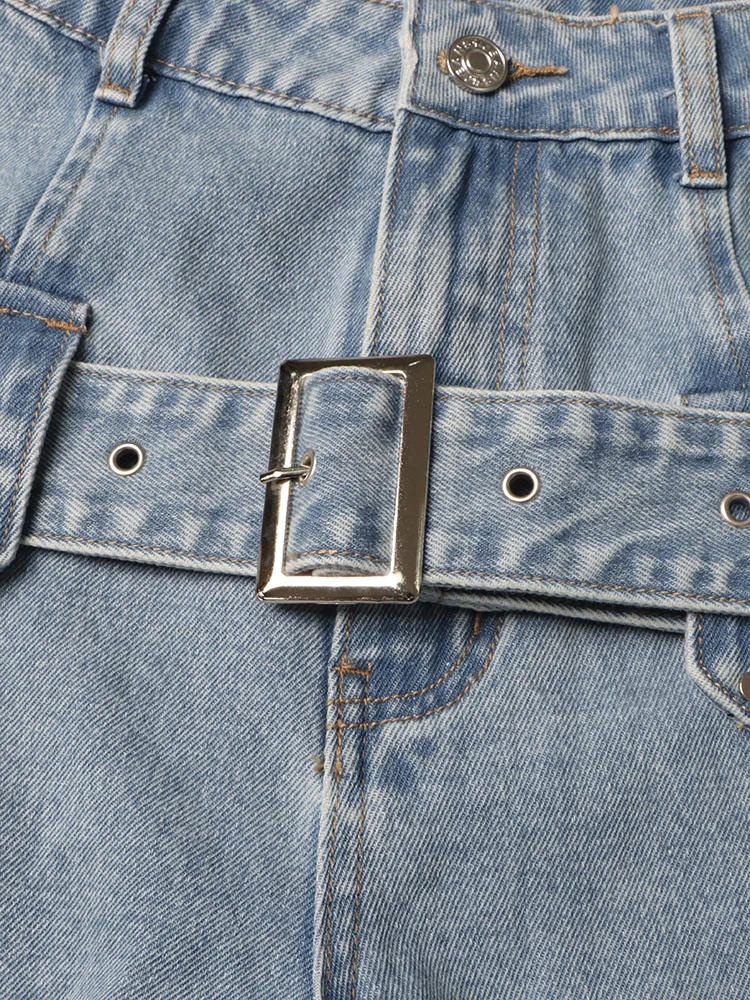 Jeansy damskie baggy z wysokim stanem, patchworkowe, w stylu streetwear