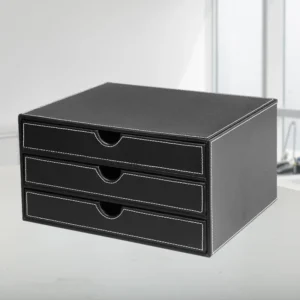 Organizer na dokumenty z trzema płaskimi szufladami i uchwytami - zdjęcie produktu