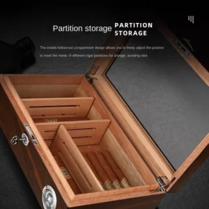 Humidor na cygara z drewna cedrowego, z oknem