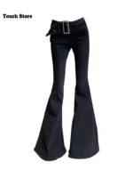 Jeansy damskie flare, w stylu Y2K
