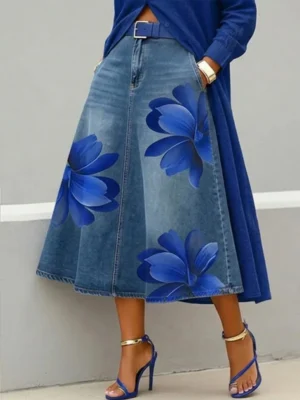 Czerwone jeansy damskie flare z wysokim stanem, plus size