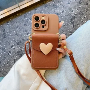 Etui na telefon z portfelem na karty, z paskiem, z uchwytem, do iPhone
