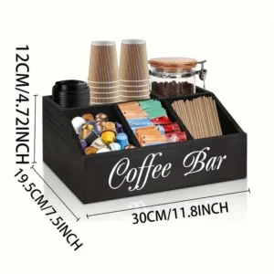 Organizer na kawę z przegródkami i napisem Coffee Bar - ujęcie produktu