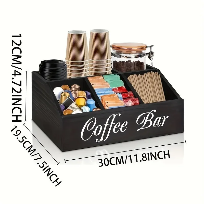 Organizer na kawę z przegródkami i napisem Coffee Bar - ujęcie produktu