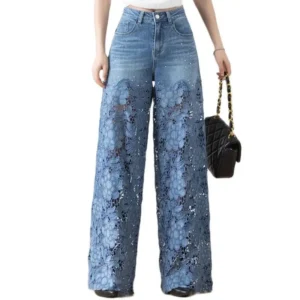 Jeansy damskie wide leg z wysokim stanem