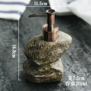 Dozownik do mydła ceramiczny, w stylu stone, z pompką