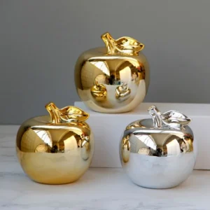 Ceramiczne złote jabłko do dekoracji biurka