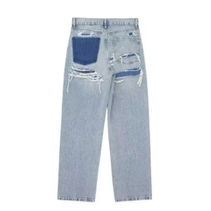 Jeansy damskie baggy z kieszeniami, z motywem gwiazd, w stylu retro
