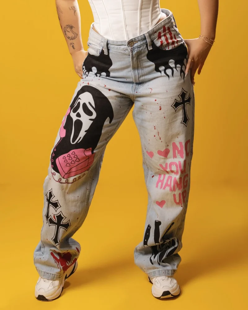 Jeansy damskie baggy z wysokim stanem, w stylu Y2K
