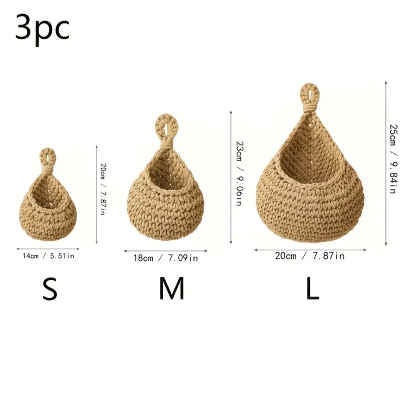 Wiszące kosze kuchenne na owoce 3 szt., na ścianę