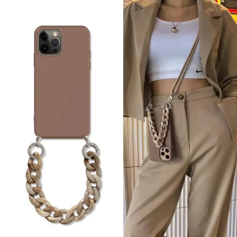 Etui na telefon z paskiem, z marmurowym wzorem, do iPhone
