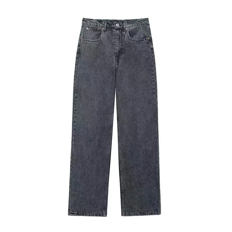 Jeansy damskie baggy z kieszeniami, z motywem gwiazd, w stylu retro