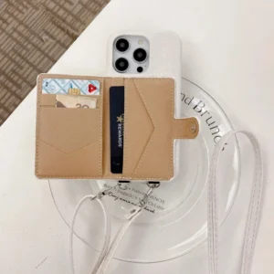 Etui na telefon z portfelem na karty, z motywem denimu, do iPhone