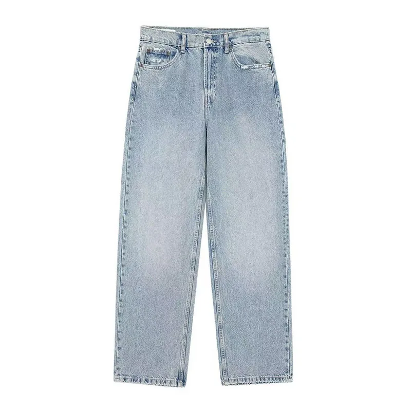 Jeansy damskie baggy z kieszeniami, z motywem gwiazd, w stylu retro