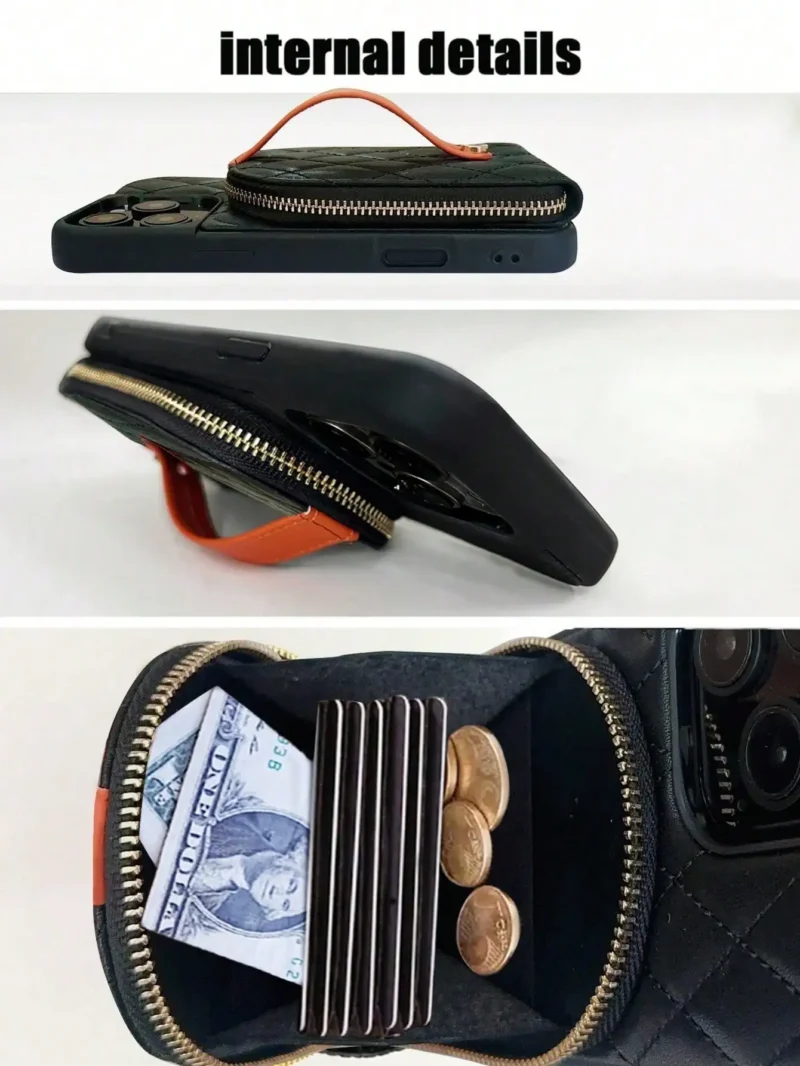 Etui do iPhone z kontrastowym paskiem i wzorem kratki - ujęcie produktu