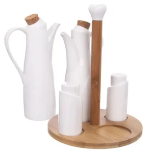 Porcelanowy zestaw przyprawników ze stojakiem 5 el.