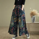 Jeansy damskie baggy plus size, z elastycznego denimu, z kwiatowym wzorem