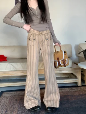 Jeansy damskie slim fit z motywem gwiazd, w stylu Y2K