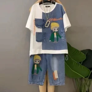 Jeansy damskie baggy z nadrukiem