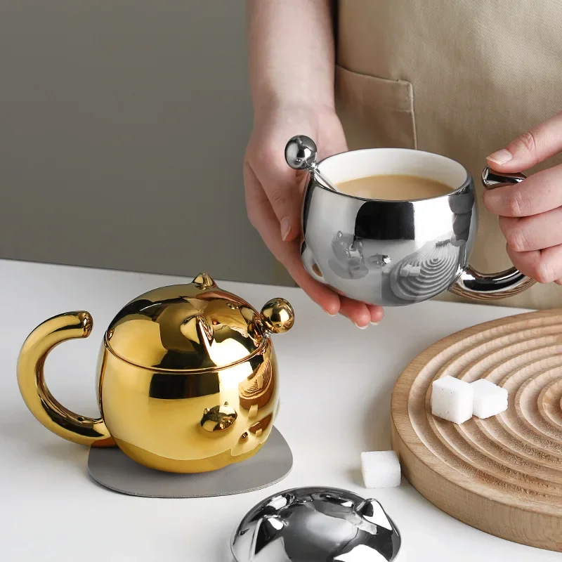 Kubek do kawy i herbaty ceramiczny, z pokrywką, 330ml