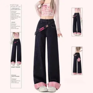 Jeansy damskie baggy z wysokim stanem