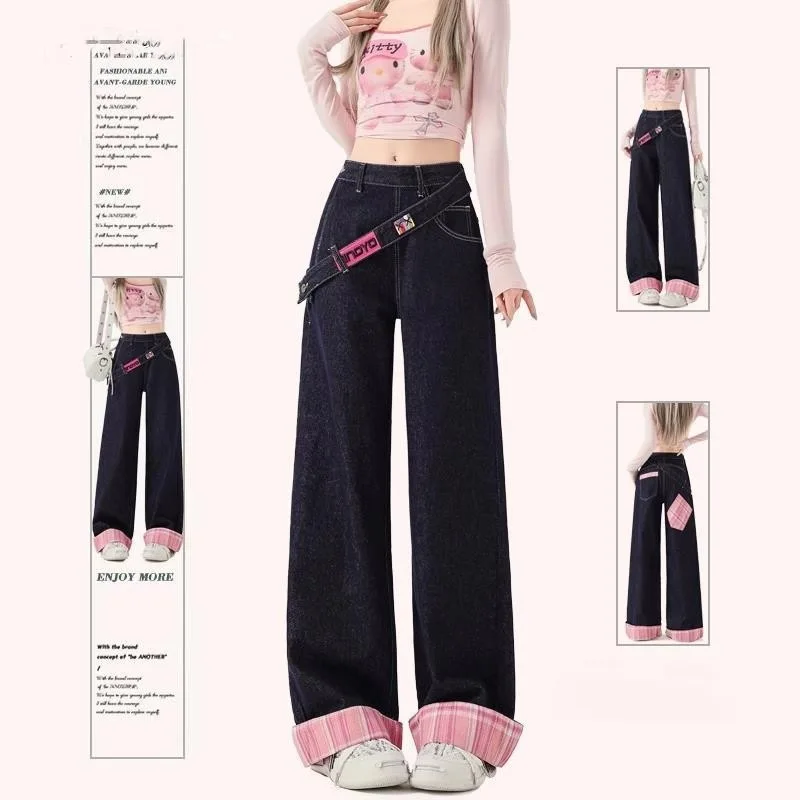 Jeansy damskie baggy z wysokim stanem
