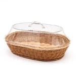 Pleciony kosz z przezroczystą pokrywką i uchwytem - ujęcie produktu