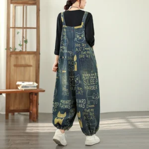 Jeansy damskie baggy z wysokim stanem, plus size, z nadrukiem