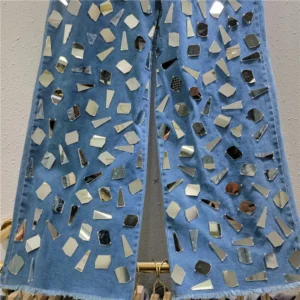 Jeansy damskie wide leg z wysokim stanem, z elastycznego denimu