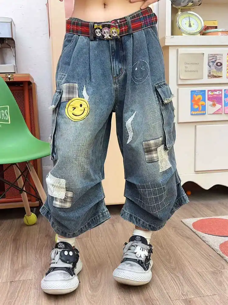 Jeansowe szorty damskie, w stylu Y2K