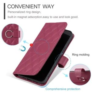 Etui na telefon z portfelem na karty, z uchwytem, skórzane, do iPhone