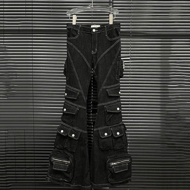 Jeansy damskie cargo z wysokim stanem