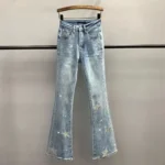 Jeansy damskie slim fit z wysokim stanem, z elastycznego denimu, z haftem