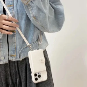 Etui na telefon z portfelem na karty, z motywem denimu, do iPhone