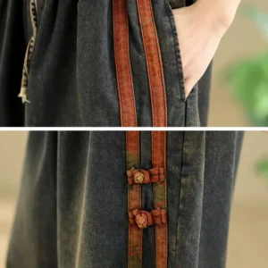 Jeansy damskie baggy patchworkowe, w stylu grunge