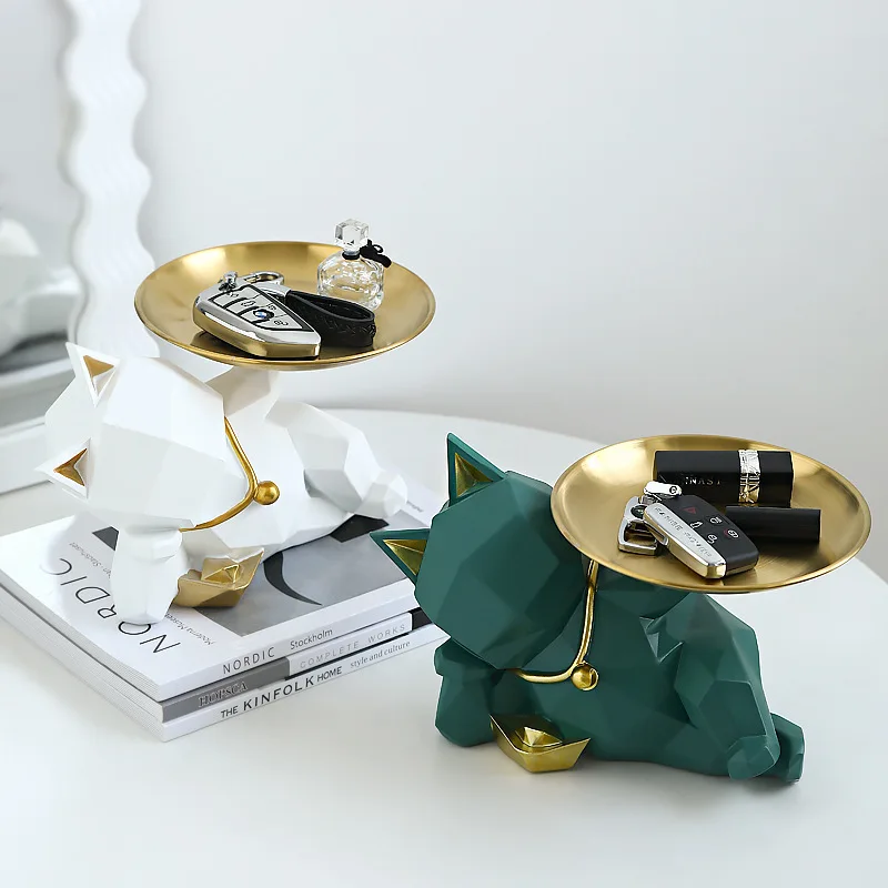 Figurka geometrycznego kota z tacą, dekoracyjny organizer - ujęcie produktu