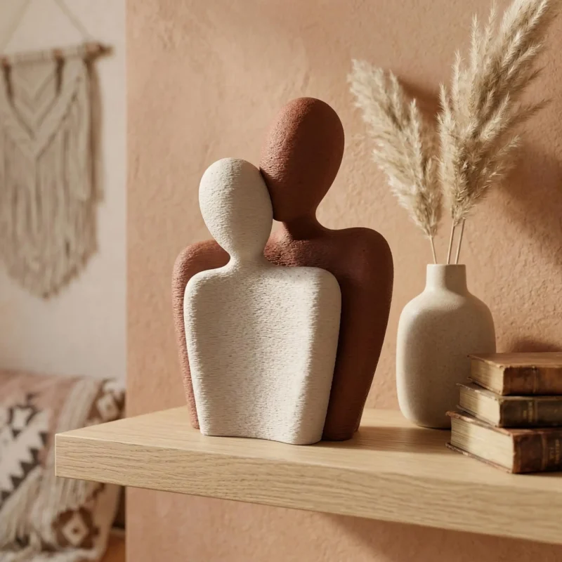 Abstrakcyjna figurka para w objęciu, nordycka