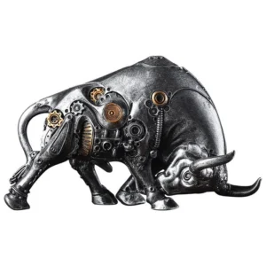 Figurka byka z motywem mechanizmu, dekoracja w stylu steampunk - ujęcie produktu