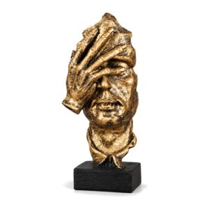 Abstrakcyjna figurka twarz i dłoń z żywicy - Gold C