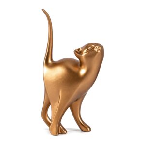 Figurka kota z żywicy o gładkiej powierzchni, ozdoba na komodę - golden B