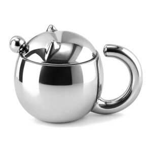 Kubek do kawy i herbaty ceramiczny, z pokrywką, 330ml - Srebrny, 1 szt.