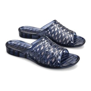 Sandały damskie transparentne, na koturnie, antypoślizgowe - 2.5 cm Blue, 40