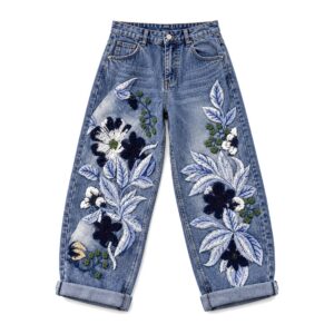Jeansy damskie baggy z wysokim stanem, plus size, w stylu retro - pants, M