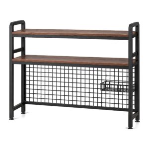 Wysoka półka biurkowa z poziomymi przegrodami do przechowywania akcesoriów - 2 layer black 135cm