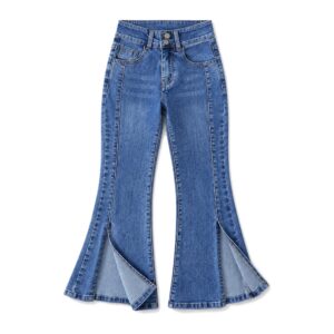 Jeansy damskie flare z wysokim stanem, w stylu retro - Niebieski, 2535-40KG