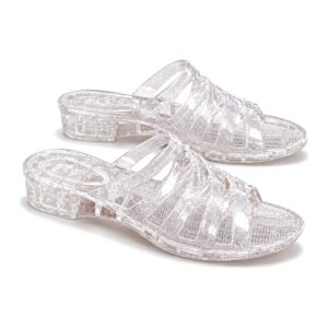 Sandały damskie transparentne, na koturnie, antypoślizgowe - 3.5 cm White, 36