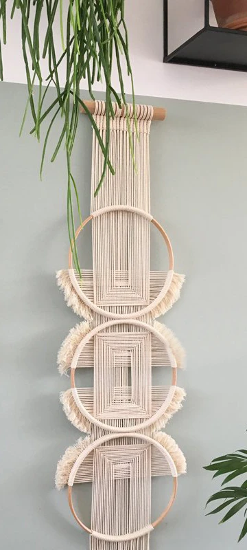 Makrama ścienna ręcznie tkana okrągła, mandala